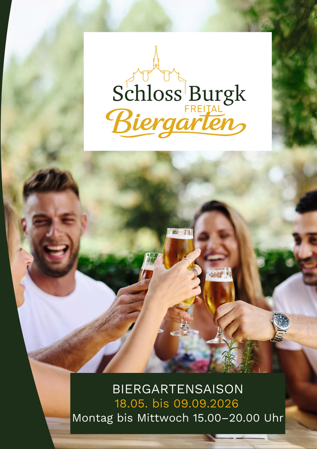 NEU und mit bester Aussicht: Eröffnung des Biergartens auf der Terrasse des Scheunenhofs von Schloss Burgk.